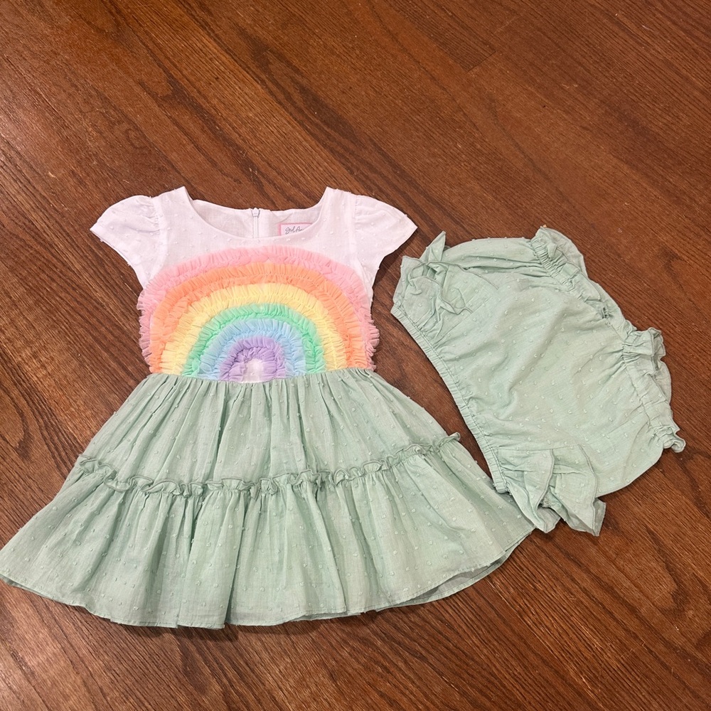 Girl August Cotton Dress Pastel Rainbow